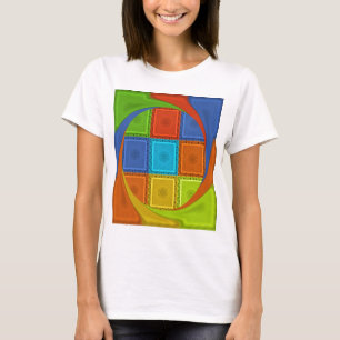 Kariertes Wirbel-Kunstposter T-Shirt
