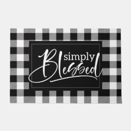 Kariertes Zitat aus schwarzem und weißem Buffalo Fußmatte