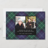 Kariertes  zweiseitiges Foto aus blaugrünem Tartan Feiertagskarte (Rückseite)