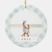 Kariertes zweiseitiges Personalisiertes Foto Keramik Ornament (Hinten)