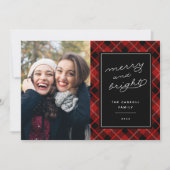 Kariertes zweiseitiges Red Tartan-Foto Feiertagskarte (Vorderseite)