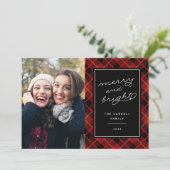 Kariertes zweiseitiges Red Tartan-Foto Feiertagskarte (Stehend Vorderseite)