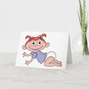 Karikatur-Baby-Mädchen Krabbelt Rote Haare Lila Sc Karte