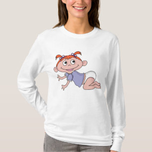 Karikatur-Baby-Mädchen Krabbelt Rote Haare Lila Sc T-Shirt