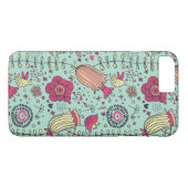 Karikatur-Blumenmuster mit Vögeln Case-Mate iPhone Hülle (Rückseite (Horizontal))
