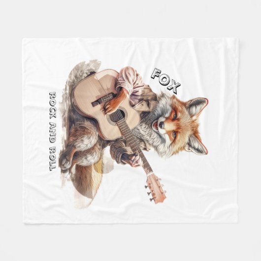 Karikatur Cartoon Animal Fox Musik Fleecedecke (Vorderseite (Horizontal))