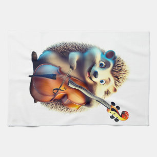 Karikatur, Cartoon, Illustration Eine Musik Geschirrtuch