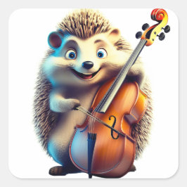 Karikatur, Cartoon, Illustration Eine Musik Quadratischer Aufkleber