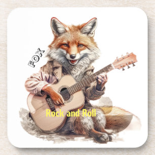 Karikatur Cartoon Tier Fuchs Ein musikalisches Get Getränkeuntersetzer