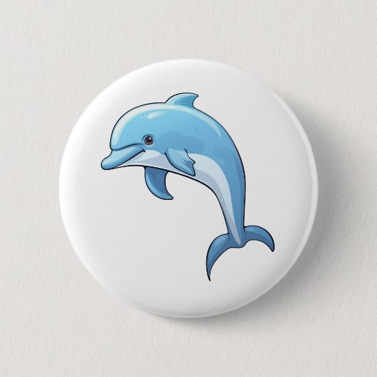 Karikatur-Delfin-Illustration Button (Vorderseite)