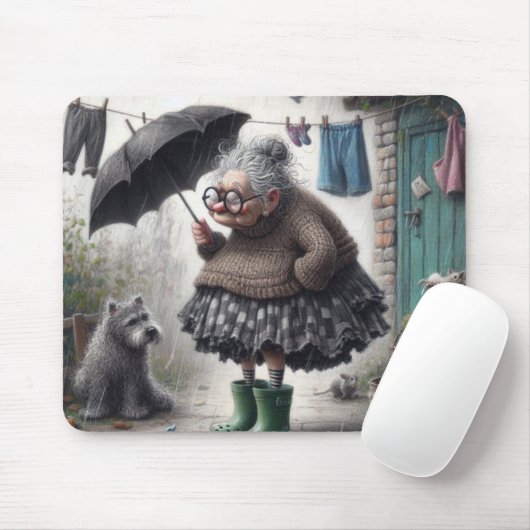 Karikatur der alten Dame Mousepad (Mit Mouse)