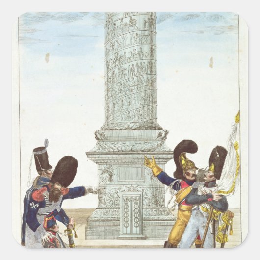 Karikatur der Soldaten im Colonne Vendome Quadratischer Aufkleber (Vorderseite)
