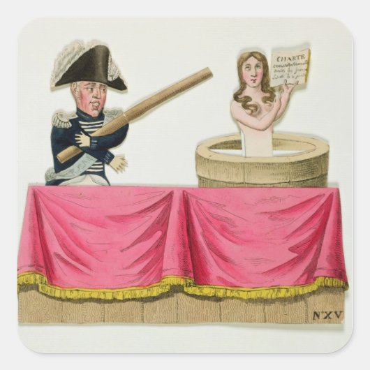 Karikatur der Verfassungscharta Quadratischer Aufkleber (Vorderseite)