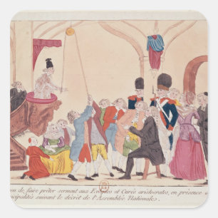 Karikatur der Weise, aristokratisch zu machen Quadratischer Aufkleber