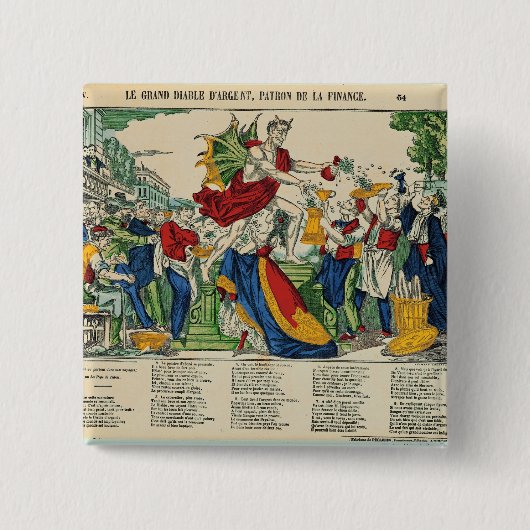 Karikatur des Dämons Geldes, 1860 Button (Vorderseite)