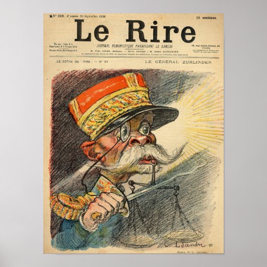 Karikatur des General Zurlinden Poster (Vorne)