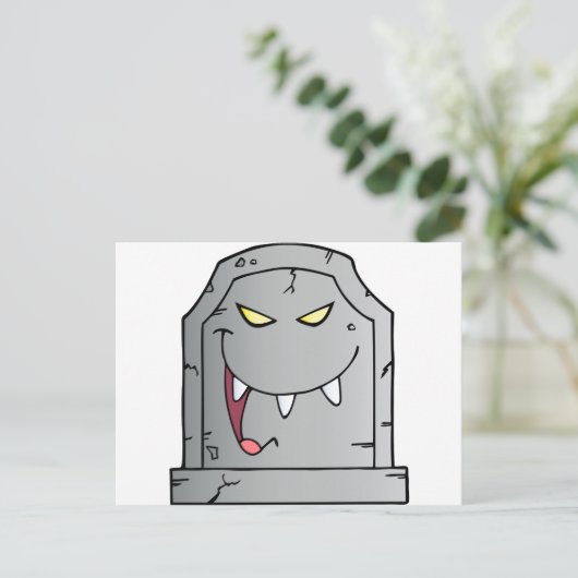 Karikatur des lachenden Grabsteins Postkarte (Stehend Vorderseite)