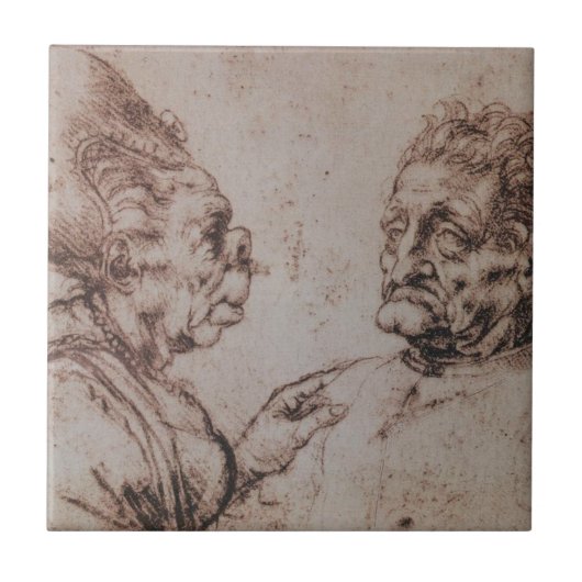 Karikatur durch Leonardo da Vinci Fliese (Vorderseite)