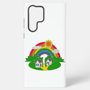 Karikatur einer ländlichen Szene mit Regenbogen un Samsung Galaxy Hülle