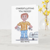 Karikatur eines glücklichen Mannes, der gerade die Karte (Gelbe Blume)