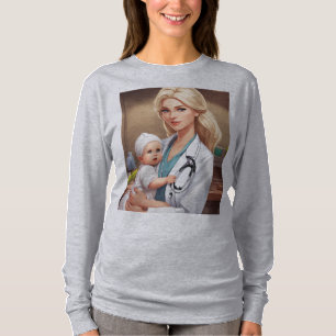 Karikatur Europäische Ärztin mit blondem Haar Hol T-Shirt