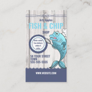 Karikatur Fisch Chip Shop Nautisches Holz Fischbra Visitenkarte