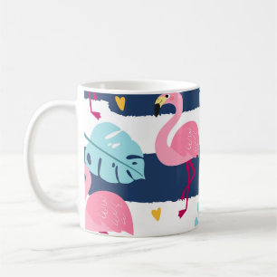 Karikatur-Flamingos: Sommer Tropical Vintage. Kaffeetasse