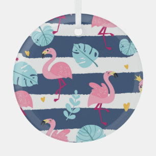 Karikatur-Flamingos: Sommer Tropical Vintage. Ornament Aus Glas