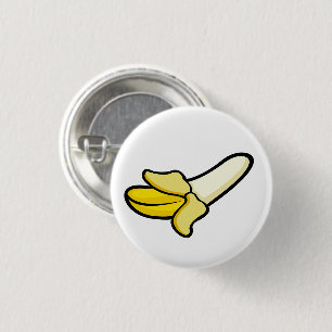 Karikatur Geschälte Banane Frucht Pin Button
