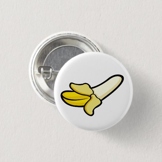 Karikatur Geschälte Banane Frucht Pin Button (Vorne & Hinten)