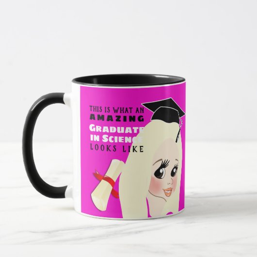 Karikatur-Geschenk Weibliche Blonde Haar braun Tasse (Links)