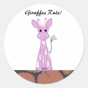 Karikatur-Giraffe mit Sprüchen Runder Aufkleber