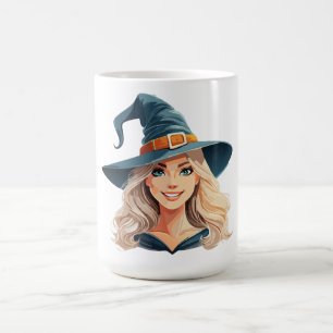 Karikatur-Halloween-Hexenporträt Kaffeetasse