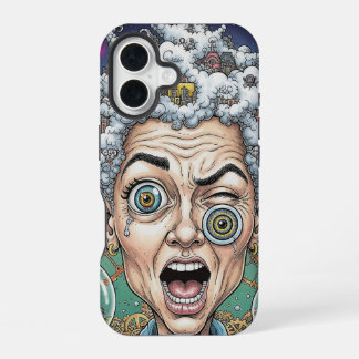 Karikatur-Handyhülle mit verrücktem Ausdruck – Ein iPhone 16 Hülle