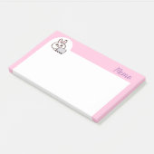 Karikatur-Hasen-Computer rosa Post-it Klebezettel (angewinkelt)