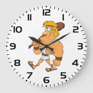Karikatur-Herakles griechischer Mythologie-Held mi Große Wanduhr