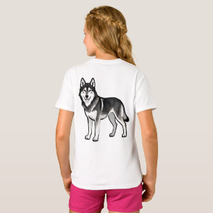 Karikatur-Husky-Hund-Geschenk Schwarz Weiß Sibiris T-Shirt
