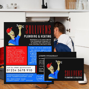 Karikatur-Installateur, Installateur, Klempnerarbe Visitenkarte