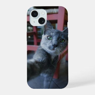 Karikatur-Katze macht ein Selfie - Lustige und sty iPhone 15 Hülle