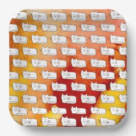 Karikatur Katzen Kritzel-Linienzeichnung Pappteller