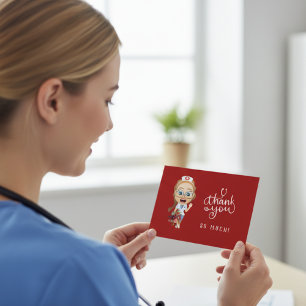 Karikatur-Krankenschwester Rot Danke