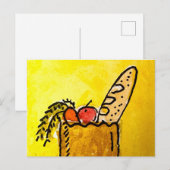 Karikatur Lebensmittelladen Braune Papiertüte Postkarte (Vorne/Hinten)