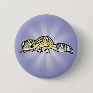 Karikatur Leopardgecko Button