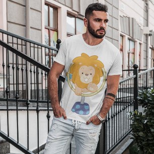 Karikatur-Löwe springt durch einen Ring T-Shirt