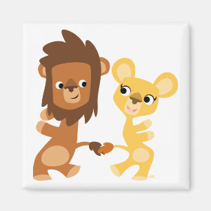 Karikatur Löwe und Löwin tanzender Magnet