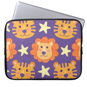 Karikatur-Löwen & -Tiger: Vintage Laptopschutzhülle
