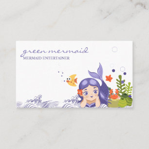 Karikatur Meer Lila Niedliche Meerjungfrau Visitenkarte