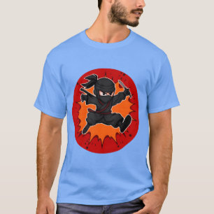 Karikatur-Ninja-Action-Kunst dynamischer Kunai-Kri T-Shirt