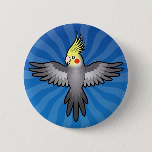 Karikatur Nymphensittich Button (Vorderseite)