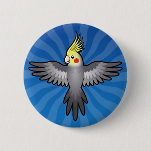 Karikatur Nymphensittich Button